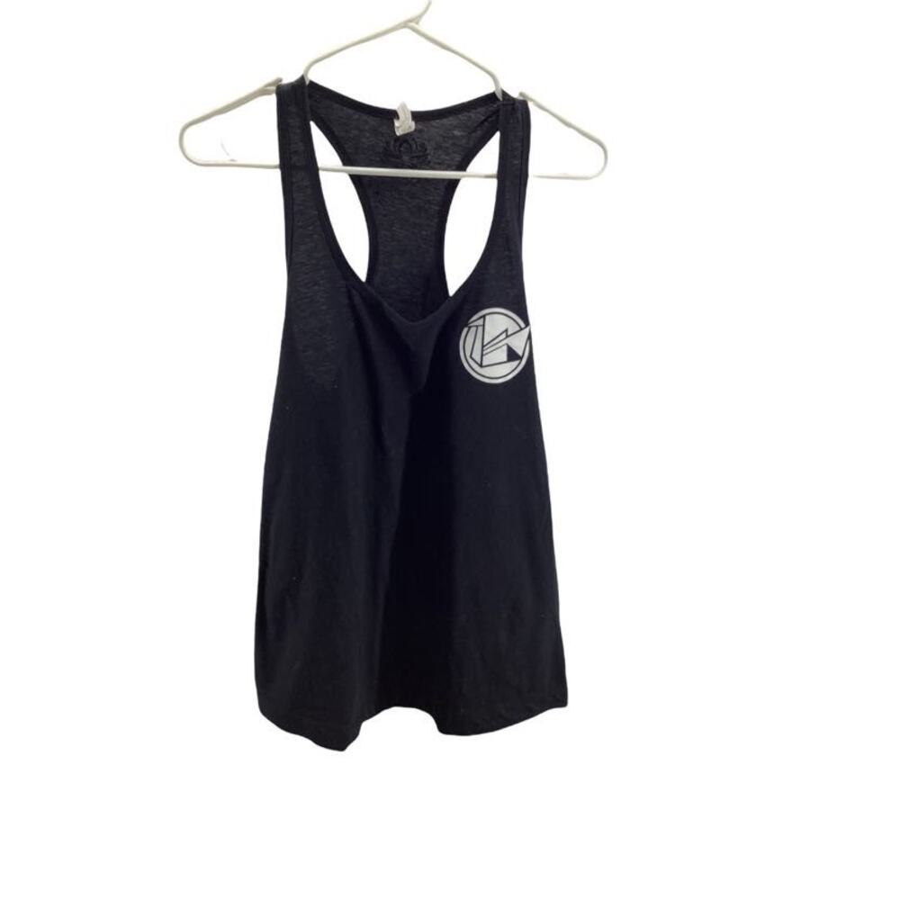 Ideal Apparel Black Graphic Racerback Tank Top Women's Size Large